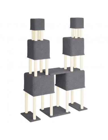 Albero per Gatti con Tiragraffi in Sisal Grigio Scuro 199 cm