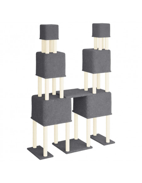 Albero per Gatti con Tiragraffi in Sisal Grigio Scuro 199 cm