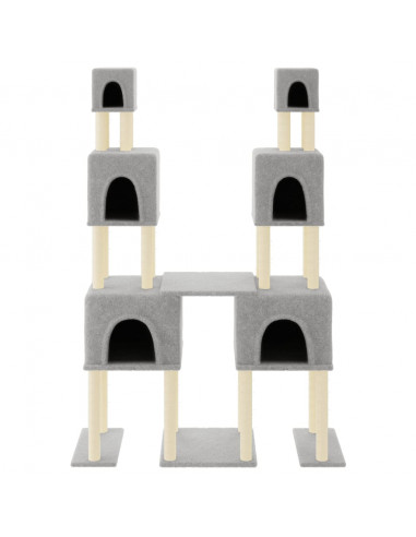 Albero per Gatti con Tiragraffi in Sisal Grigio Chiaro 199 cm
