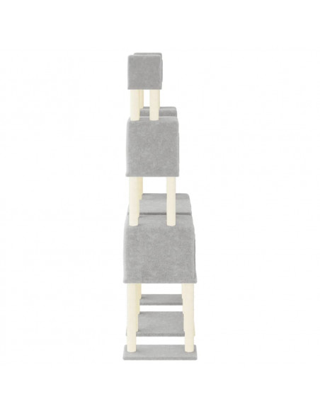 Albero per Gatti con Tiragraffi in Sisal Grigio Chiaro 199 cm