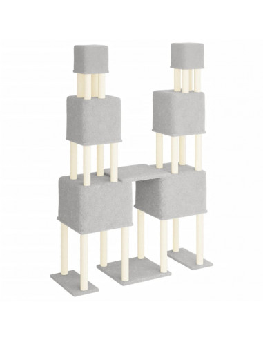 Albero per Gatti con Tiragraffi in Sisal Grigio Chiaro 199 cm