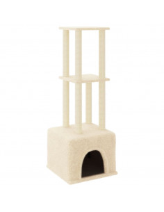 Albero per Gatti con Tiragraffi in Sisal Crema 133,5 cm 2