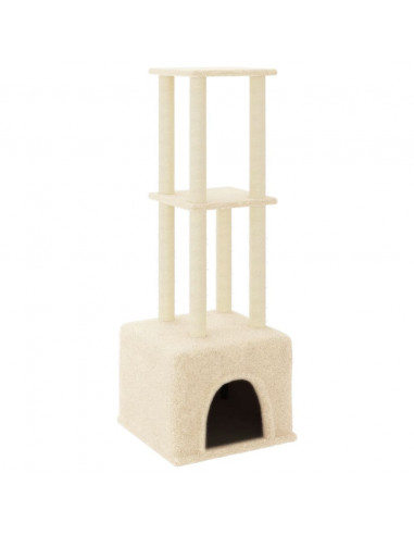 Albero per Gatti con Tiragraffi in Sisal Crema 133,5 cm