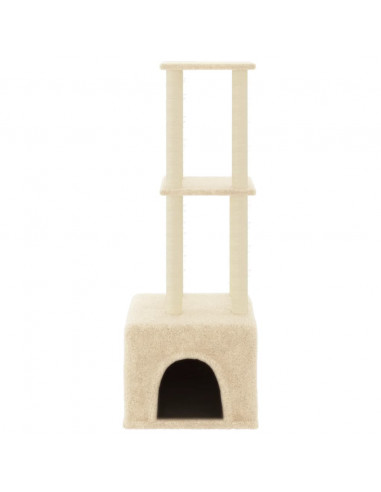 Albero per Gatti con Tiragraffi in Sisal Crema 133,5 cm
