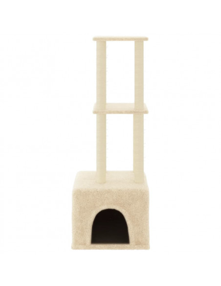 Albero per Gatti con Tiragraffi in Sisal Crema 133,5 cm