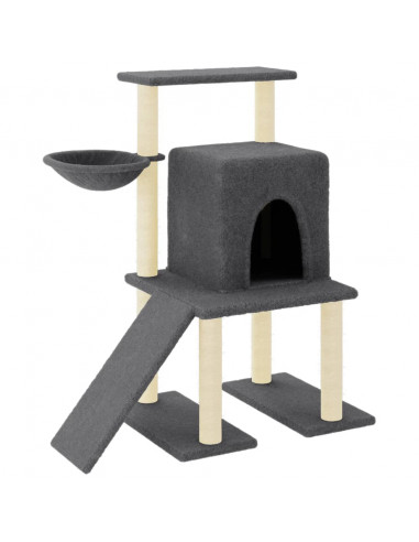 Albero per Gatti con Tiragraffi in Sisal Grigio Scuro 96,5 cm