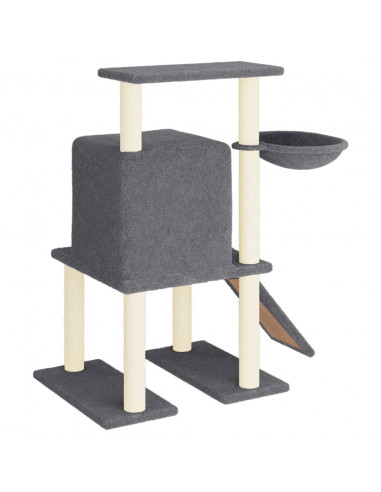 Albero per Gatti con Tiragraffi in Sisal Grigio Scuro 96,5 cm