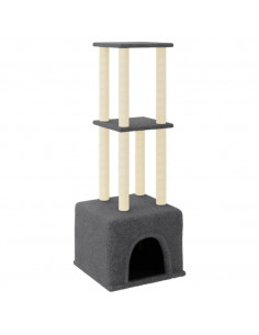 Albero per Gatti con Tiragraffi in Sisal Grigio Scuro 133,5 cm 2