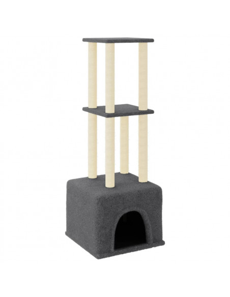 Albero per Gatti con Tiragraffi in Sisal Grigio Scuro 133,5 cm