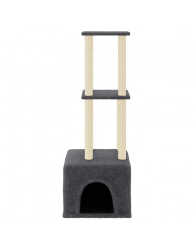 Albero per Gatti con Tiragraffi in Sisal Grigio Scuro 133,5 cm