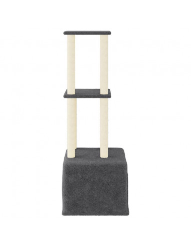 Albero per Gatti con Tiragraffi in Sisal Grigio Scuro 133,5 cm