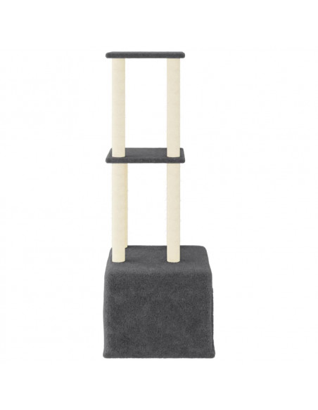 Albero per Gatti con Tiragraffi in Sisal Grigio Scuro 133,5 cm