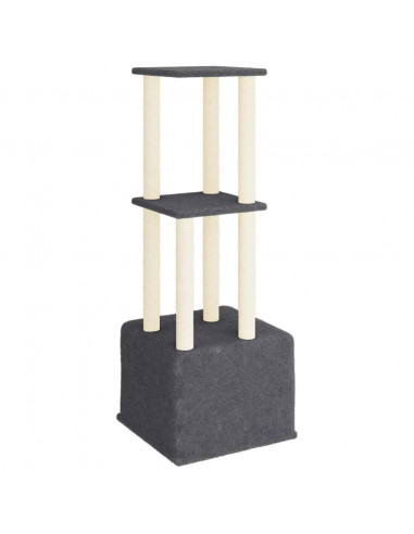 Albero per Gatti con Tiragraffi in Sisal Grigio Scuro 133,5 cm
