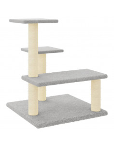 Albero per Gatti con Tiragraffi in Sisal Grigio Chiaro 61 cm 2