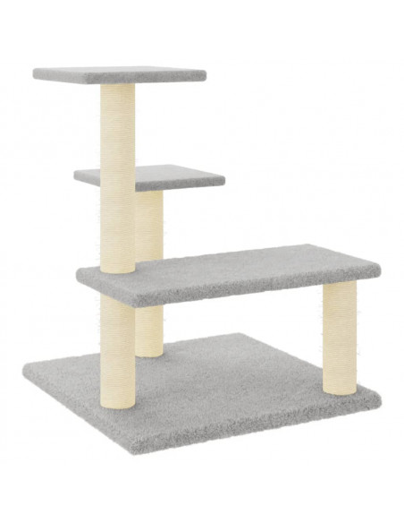 Albero per Gatti con Tiragraffi in Sisal Grigio Chiaro 61 cm