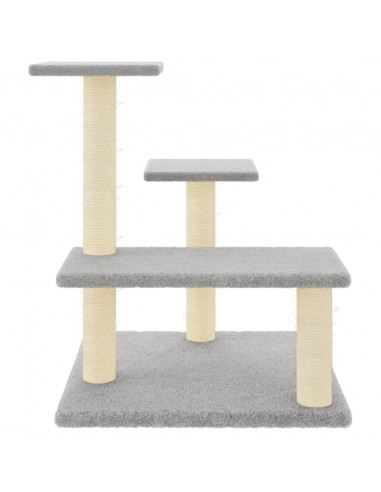 Albero per Gatti con Tiragraffi in Sisal Grigio Chiaro 61 cm