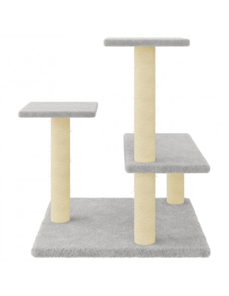 Albero per Gatti con Tiragraffi in Sisal Grigio Chiaro 61 cm