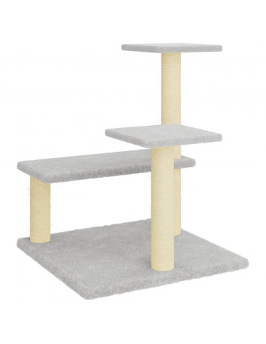 Albero per Gatti con Tiragraffi in Sisal Grigio Chiaro 61 cm