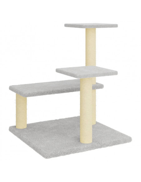 Albero per Gatti con Tiragraffi in Sisal Grigio Chiaro 61 cm