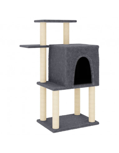 Albero per Gatti con Tiragraffi in Sisal Grigio Scuro 97 cm