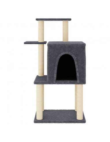 Albero per Gatti con Tiragraffi in Sisal Grigio Scuro 97 cm