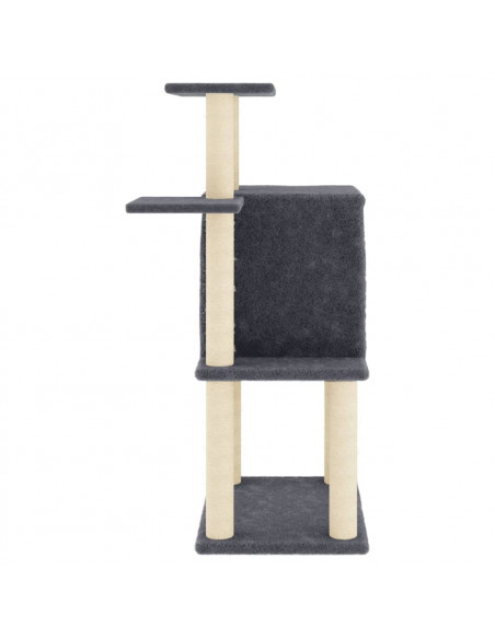 Albero per Gatti con Tiragraffi in Sisal Grigio Scuro 97 cm