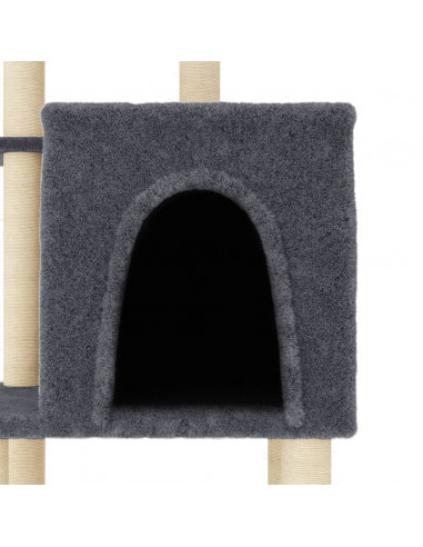 Albero per Gatti con Tiragraffi in Sisal Grigio Scuro 97 cm