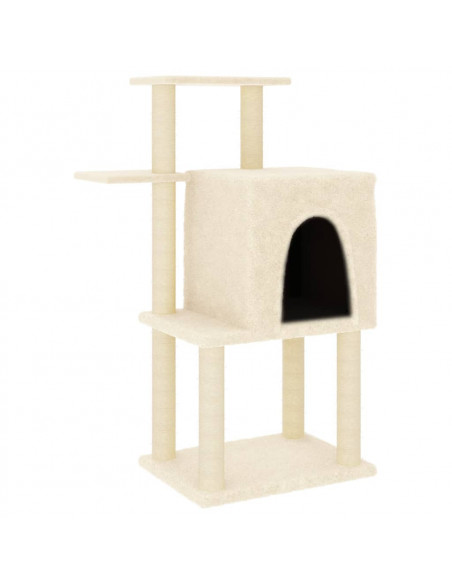 Albero per Gatti con Tiragraffi in Sisal Crema 97 cm