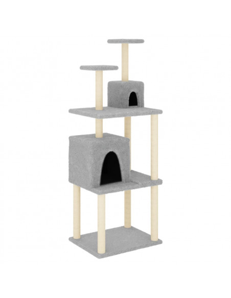 Albero per Gatti con Tiragraffi in Sisal Grigio Chiaro 167 cm