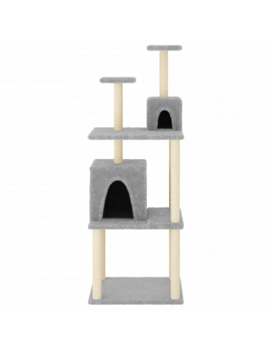 Albero per Gatti con Tiragraffi in Sisal Grigio Chiaro 167 cm