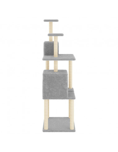 Albero per Gatti con Tiragraffi in Sisal Grigio Chiaro 167 cm
