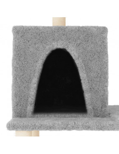 Albero per Gatti con Tiragraffi in Sisal Grigio Chiaro 167 cm
