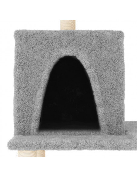 Albero per Gatti con Tiragraffi in Sisal Grigio Chiaro 167 cm