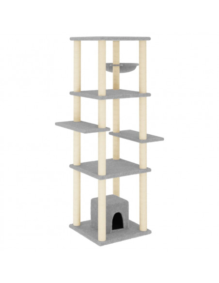 Albero per Gatti con Tiragraffi in Sisal Grigio Chiaro 154 cm