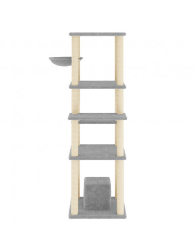 Albero per Gatti con Tiragraffi in Sisal Grigio Chiaro 154 cm