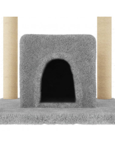 Albero per Gatti con Tiragraffi in Sisal Grigio Chiaro 154 cm