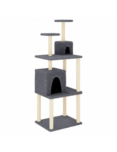 Albero per Gatti con Tiragraffi in Sisal Grigio Scuro 167 cm