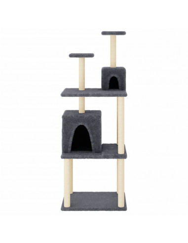 Albero per Gatti con Tiragraffi in Sisal Grigio Scuro 167 cm