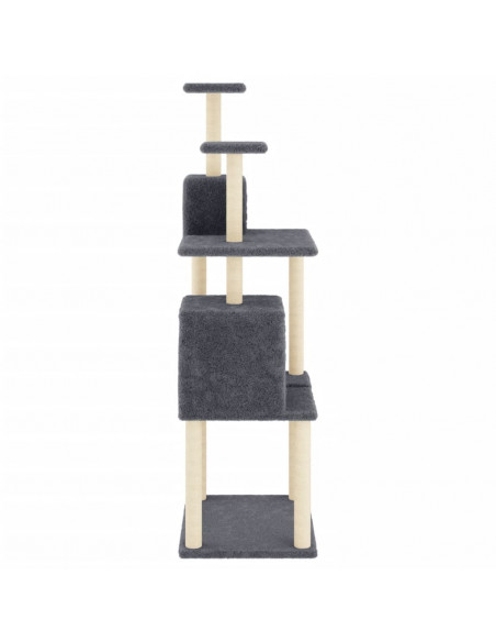 Albero per Gatti con Tiragraffi in Sisal Grigio Scuro 167 cm