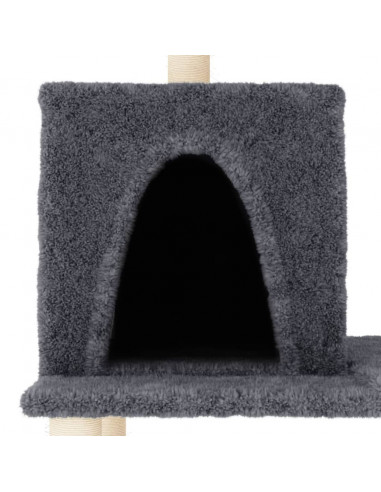 Albero per Gatti con Tiragraffi in Sisal Grigio Scuro 167 cm