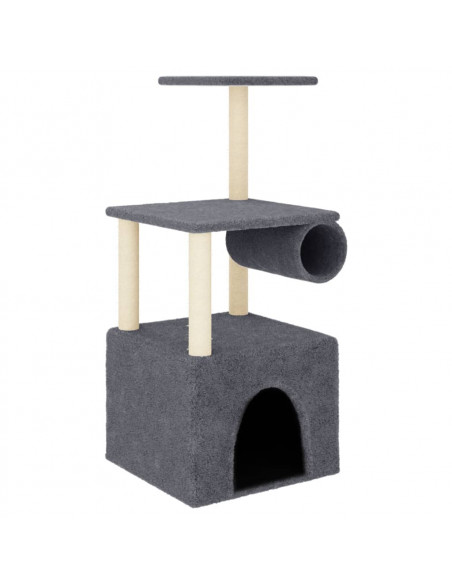 Albero per Gatti con Tiragraffi in Sisal Grigio Scuro 109,5 cm