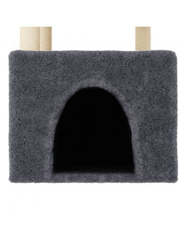 Albero per Gatti con Tiragraffi in Sisal Grigio Scuro 109,5 cm