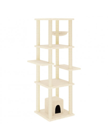 Albero per Gatti con Tiragraffi in Sisal Crema 154 cm