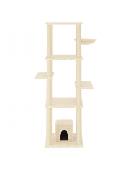 Albero per Gatti con Tiragraffi in Sisal Crema 154 cm