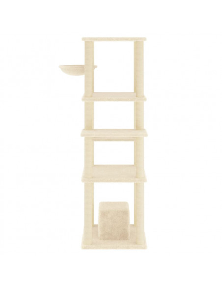 Albero per Gatti con Tiragraffi in Sisal Crema 154 cm