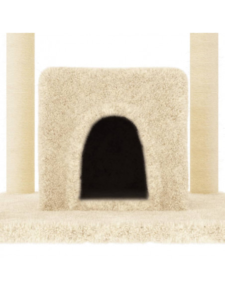 Albero per Gatti con Tiragraffi in Sisal Crema 154 cm