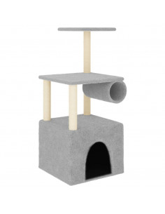 Albero per Gatti con Tiragraffi in Sisal Grigio Chiaro 109,5 cm 2