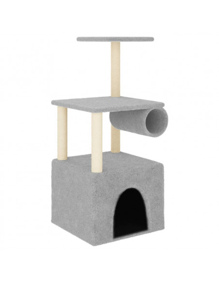 Albero per Gatti con Tiragraffi in Sisal Grigio Chiaro 109,5 cm