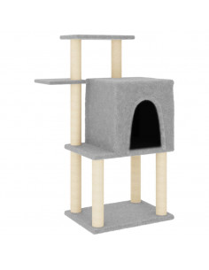 Albero per Gatti con Tiragraffi in Sisal Grigio Chiaro 97 cm 2