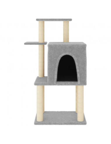 Albero per Gatti con Tiragraffi in Sisal Grigio Chiaro 97 cm